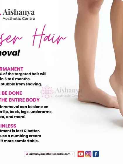 Here are the three key things to know about my laser hair removal service. It offers permanent reduction of up to 95% of hair, can be done on the entire body, and is a virtually painless process.