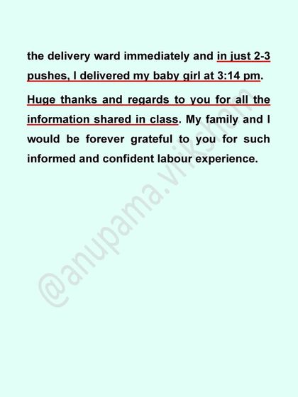 "Huge thanks and regards to you for all the information shared in class." It is my greatest joy to help families have an informed and confident labor experience.