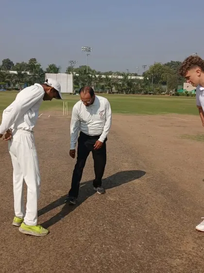 The pitch inspection before the match between our academy and the visiting South African U-16 team. This demonstrates the professional standards we uphold for all matches.