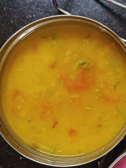 A close-up of the homestyle dal, cooked to perfection.