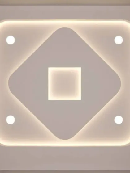 Simplicity at its best. This design uses a central square-in-square motif with soft, diffused backlighting, creating a calm and minimalist ambiance.