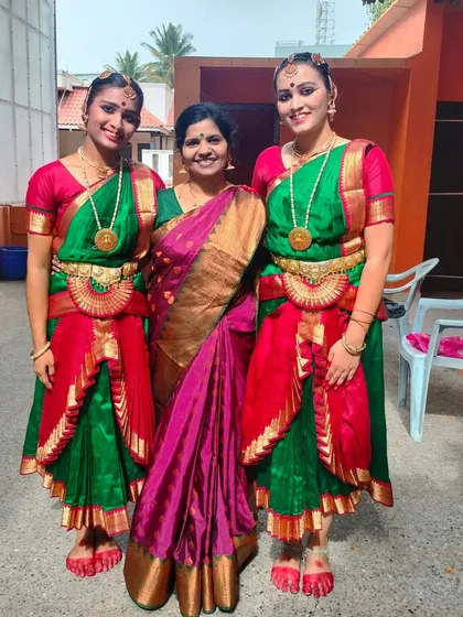 With my students, ready for their Gandharva exam. Seeing them in their full dance attire, prepared and confident, is a wonderful sight.
