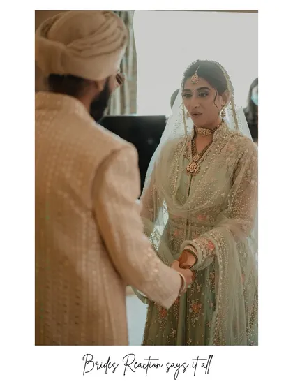 The bride's reaction says it all. This single, emotional glance holds so much love and anticipation. We focus on these subtle expressions that tell the entire story.