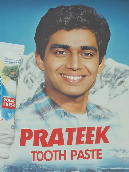 A fake vintage ad for 'Prateek Tooth Paste'. Part of my 'Side-hustles' series where I imagine myself as the face of various absurd products.
