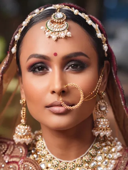 A close-up of a dramatic bridal eye makeup. I teach my students how to create a sharp, intense smokey eye that photographs beautifully and makes a statement.
