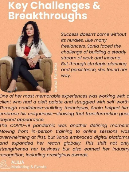This feature by ALILIA shared some of my key challenges and breakthroughs, including my work with a client with a cleft palate and my pivot to online coaching during the pandemic.