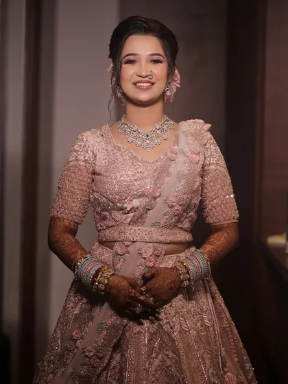 A final portrait of the bride, looking confident and ready for her big day.