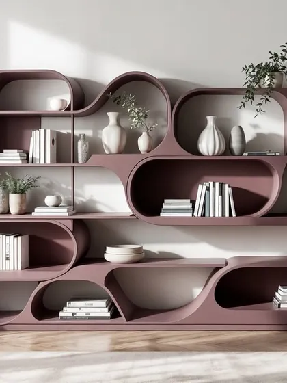 Another take on a sculptural bookshelf, this time with more organic, flowing curves that create a unique and dynamic display.