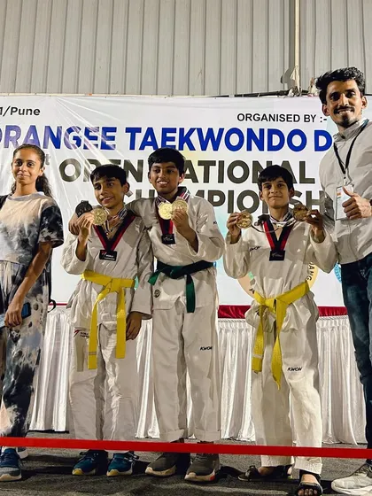 My champions with their gold medals at the 1st Open National Taekwondo Championship.