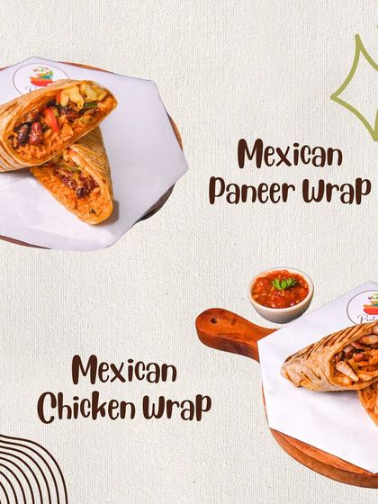 Our Mexican wraps come in both Paneer and Chicken varieties. They are filled with spicy, flavorful fillings and fresh salsa, all wrapped in a whole wheat tortilla.