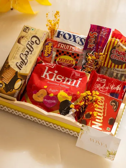 Take a trip down memory lane with our 90s Nostalgia hamper. We pack it with retro candies and snacks like Kismi, Fatafat, and Nutties for a fun and sentimental gift.