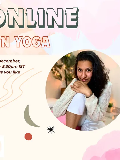 A poster for one of my online Yin Yoga classes. These sessions are offered on a "pay as you like" basis to make the practice accessible to everyone.