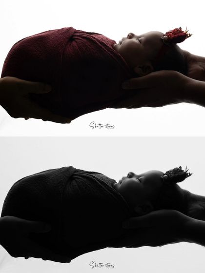 A collage comparing a color and black-and-white version of a silhouette shot, showing the timeless appeal of both styles.