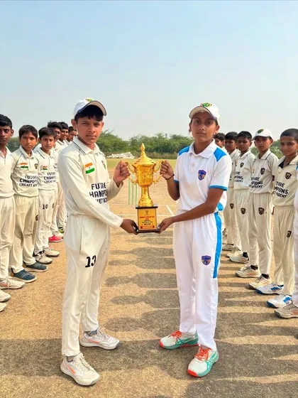 The teams line up before the final, showing respect and sportsmanship.