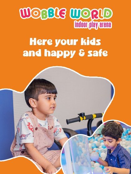 This collage shows that your kids are happy and safe with us, whether they're riding trikes or playing with our interactive light games.