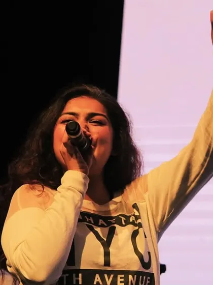 Dhruvi leading the crowd during our performance for Skechers. We know how to get an audience energized and participating, which is key for a successful launch event.