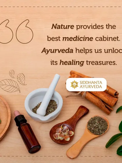 This image represents my core belief: Ayurveda helps us unlock the healing treasures that nature provides. From fresh leaves to potent powders, every ingredient is a gift from the earth.