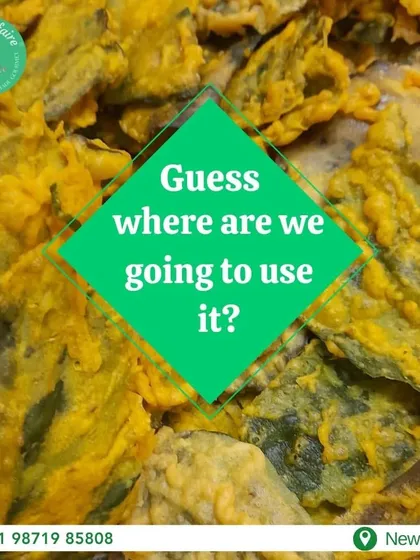 Guess what I'm making with these crispy fried palak (spinach) leaves? Hint: It's a delicious and popular chaat item.