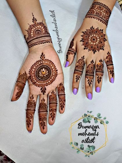 The complete engagement look, with matching designs on both hands.