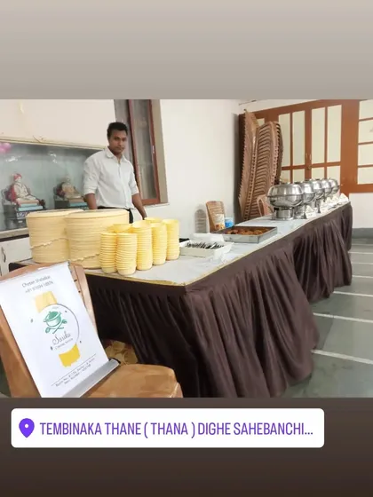 A buffet setup at Tembhi Naka, Thane. My branding is displayed to let guests know who is serving them.