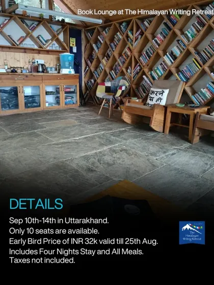 Welcome to our book lounge, the heart of the retreat. It's a space designed for writers to read, think, and connect, surrounded by walls of books and the warmth of a shared passion for stories.