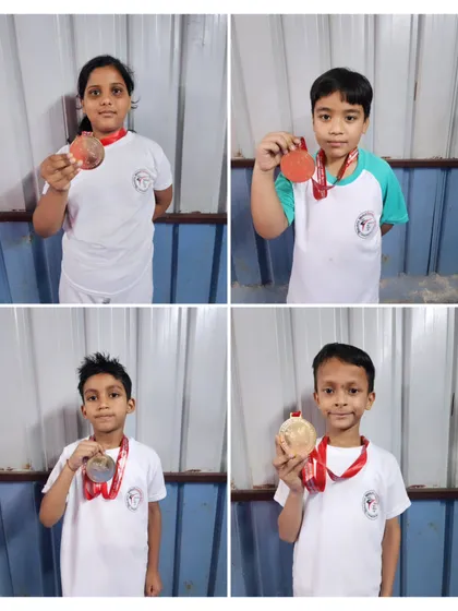 Some of my youngest competitors with their medals from the 2nd Late Shri Tanoop Johar Memorial Open National Taekwondo Championship 2024.