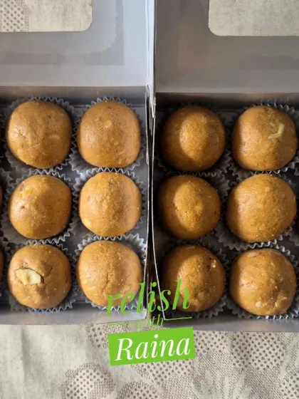 These Besan Laddoos are made with a generous amount of almonds for a lovely crunch. You can see the nuts peeking through the soft, golden laddoo.