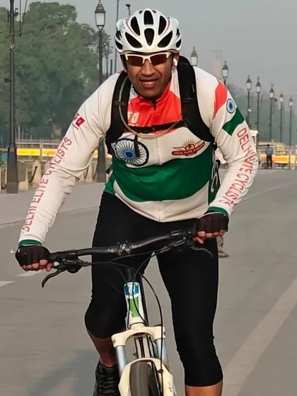 Our captain cycling with determination. He leads by example in every ride.