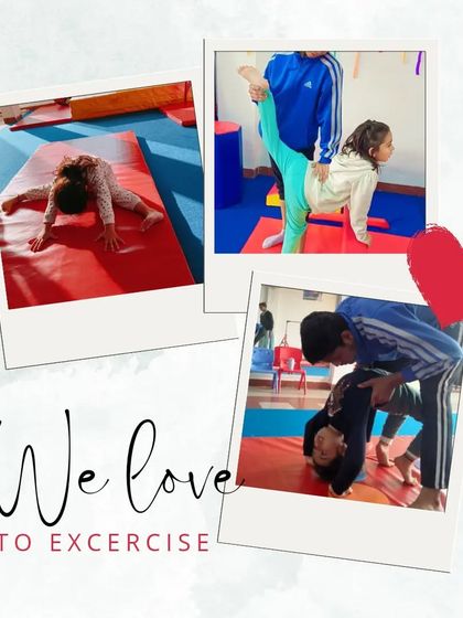 We love to exercise. This collage captures moments of stretching, balancing, and learning with our coaches, all done with love and encouragement.