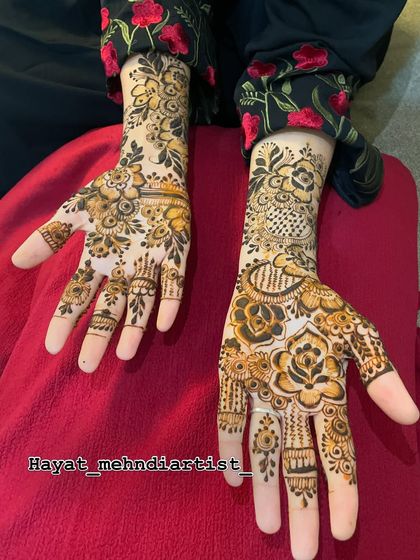 Another view of this intricate design, showing the different patterns on each hand.