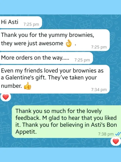 It's so rewarding to hear that my brownie boxes were a hit as Galentine's gifts. I love it when my clients' friends become new clients.