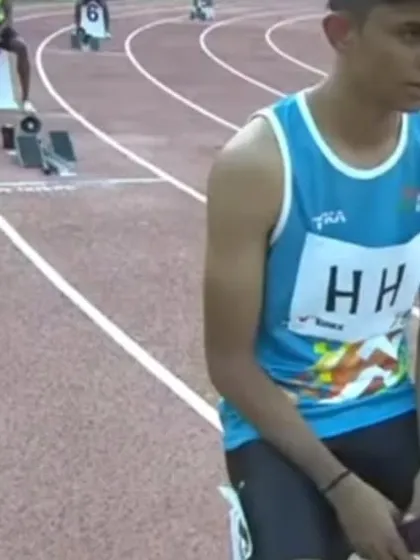 Yash Joshi getting ready for his race at the Khelo India University Games. The focus and determination before a race are crucial.