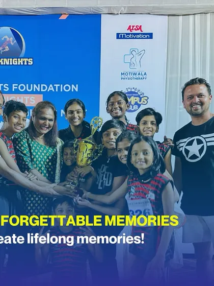 Creating lifelong memories is at the heart of what we do. Here, our team celebrates a collective victory at TrackNights, holding a trophy that represents their shared hard work and unforgettable moments of competition.