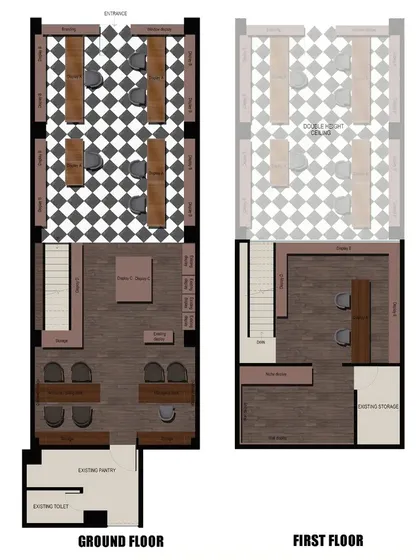 A duplicate image of the proposed floor plans for the jewellery store.