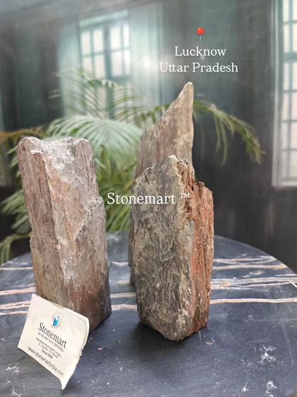 Another view of our monolith stone slates. Their raw, natural beauty makes them a popular choice for customers looking to create unique features in their gardens or indoor displays.