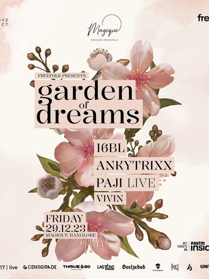 The full lineup poster for "Garden of Dreams." The design elegantly combines all the artists into a single, beautiful composition that promises a night of refined techno mastery.