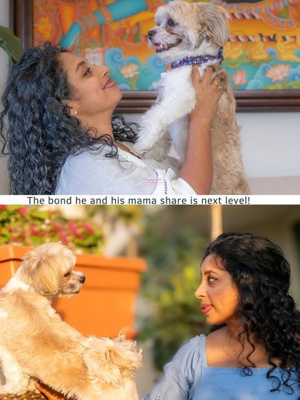 This collage perfectly illustrates the deep, adoring bond between Milo and his mama, Veena. The way they look at each other is pure love.