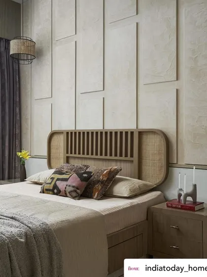 The serene parents' bedroom with its Zen-inspired design, as seen in the feature.