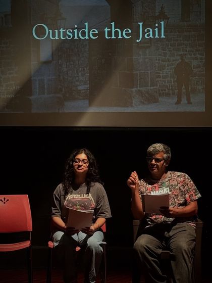 Actors engaged in a script reading for "Inherit the Wind."