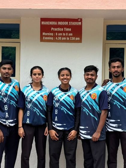 Part of our successful netball contingent, boys and girls together, representing the academy at the Mahendra Indoor Stadium.