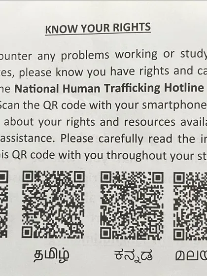 I offer specialized legal consultation for individuals traveling to the United States for work or study. This information on your basic rights is available in multiple languages, including Kannada, Tamil, and Malayalam, to ensure you are fully informed and protected.