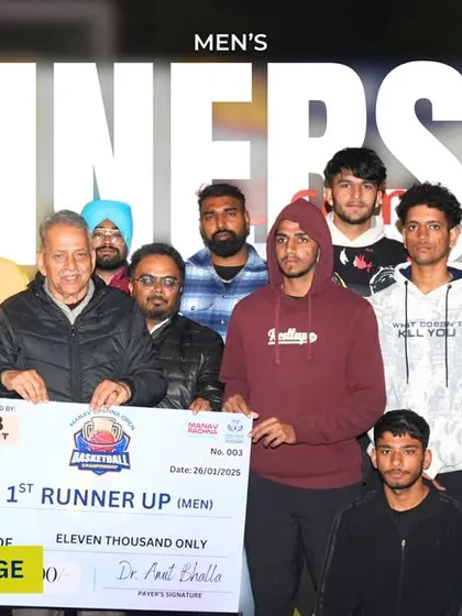 The men's runners-up, Sir Chhotu Ram College, proudly accept their prize. We provide a platform for collegiate and professional teams to battle it out for the top spot.