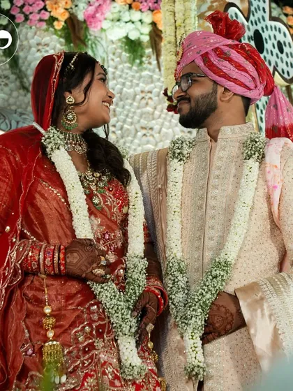 Capturing the quiet, loving gaze between the bride and groom right after the ceremony. It's these soulful moments, amidst all the grandeur, that truly define a wedding day.
