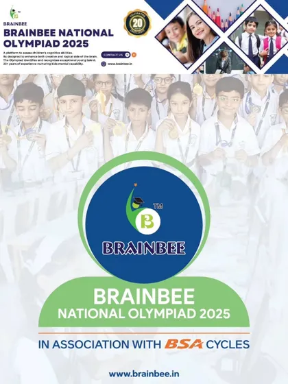 A promotional poster for the Brainbee National Olympiad 2025, celebrating our 20 years of excellence in education.
