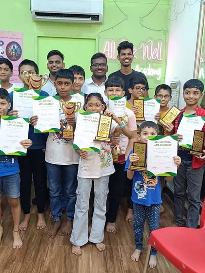 A group of happy winners and participants from our Dadar West chess competition. It's wonderful to see so many students developing their skills and passion for the game.