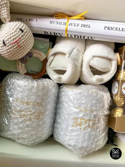 This shot shows how I prepare items for safe shipping. The custom mugs are carefully bubble-wrapped to ensure they arrive without any damage.