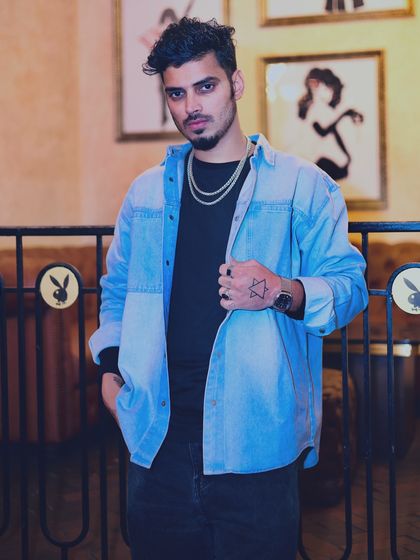 A style shot at Playboy, Gurgaon. My look is part of my performance, and I always aim to bring a unique and confident style to the DJ booth.