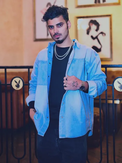 A style shot at Playboy, Gurgaon. My look is part of my performance, and I always aim to bring a unique and confident style to the DJ booth.
