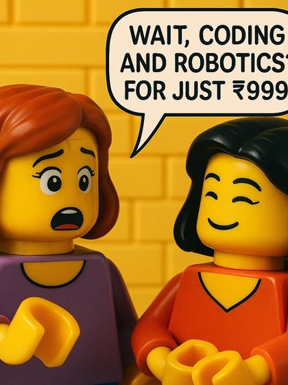 This fun, Lego-themed graphic highlights the incredible value of our summer camp, where kids can learn coding and robotics for just ₹999.