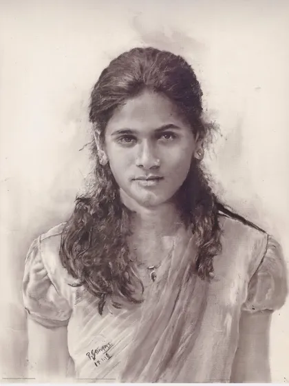 A classic and realistic pencil sketch of a young girl. The simplicity of the medium allows her natural beauty to shine through.